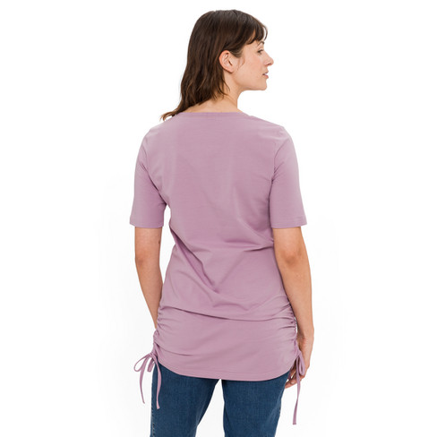 T-Shirt mit gerafftem Saum aus Bio-Baumwolle, hortensie