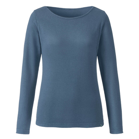 Langarmshirt aus Hanf und Bio-Baumwolle, meerblau