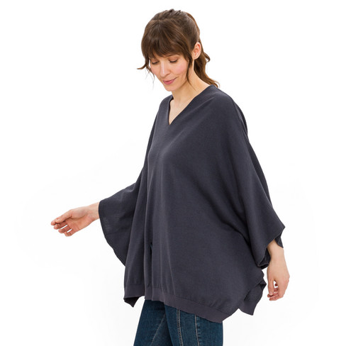 Poncho aus Bio-Merinowolle und Bio-Baumwolle, lakritz