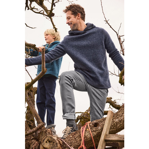 Walk-Kapuzenpullover aus Bio-Schurwolle mit Bio-Baumwolle, jeansblau