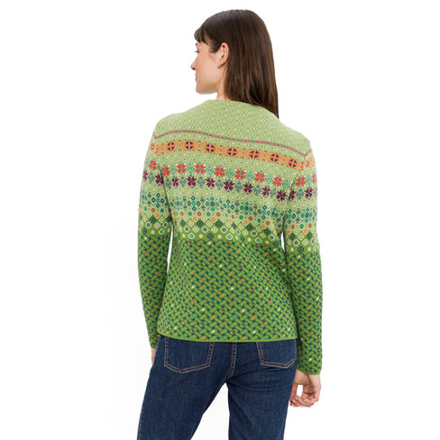 Jacquard-Pullover aus Bio-Merinowolle und Bio-Baumwolle, moos gemustert