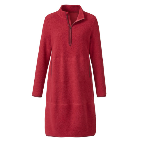 Fleece-Kleid mit Kängurutasche aus reiner Bio-Baumwolle, cassis