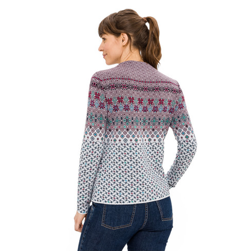 Jacquard-Pullover aus Bio-Merinowolle und Bio-Baumwolle, naturweiß gemustert