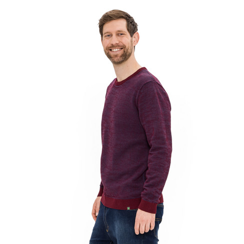 Pullover aus Hanf und Bio-Baumwolle, rubin gemustert