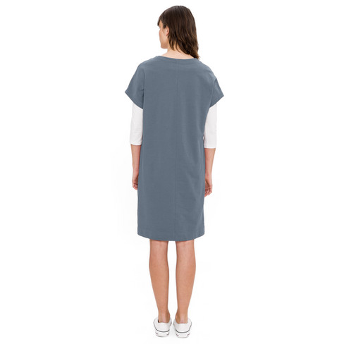 Sweatkleid aus reiner Bio-Baumwolle, taubenblau