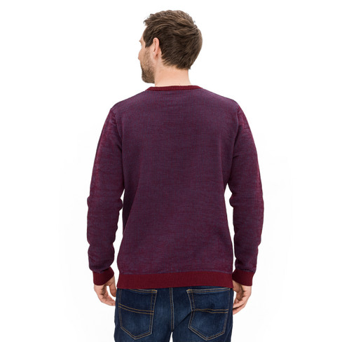 Pullover aus Hanf und Bio-Baumwolle, rubin gemustert