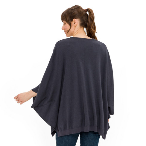 Poncho aus Bio-Merinowolle und Bio-Baumwolle, lakritz