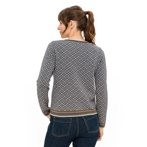 Jacquard-Pullover aus Bio-Merinowolle mit Bio-Baumwolle, naturweiß gemustert