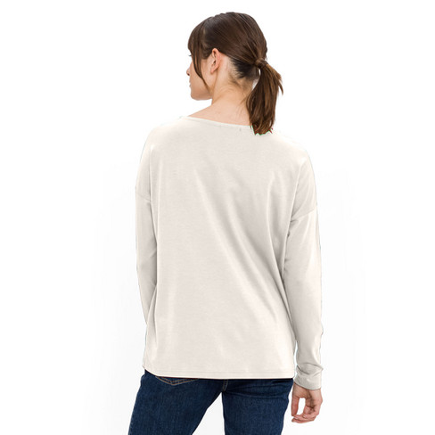 Langarmshirt aus Lyocell (TENCEL<span style=" vertical-align:super;">TM</span>) und Bio-Baumwolle, naturweiß