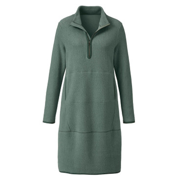 Fleece-Kleid mit Kängurutasche aus reiner Bio-Baumwolle, lorbeer