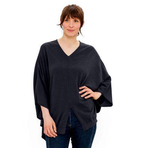 Poncho aus Bio-Merinowolle und Bio-Baumwolle, lakritz