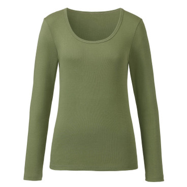 Langarmshirt aus reiner Bio-Baumwolle, olive