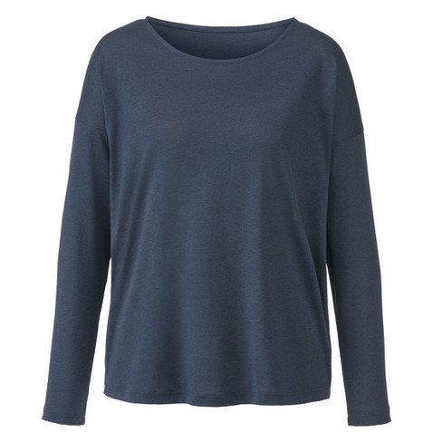 Langarmshirt aus Lyocell (TENCEL<span style=" vertical-align:super;">TM</span>) und Bio-Baumwolle, nachtblau