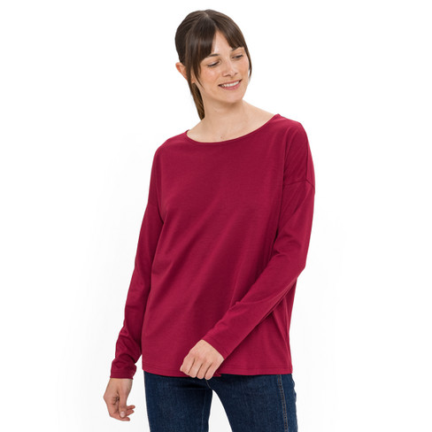 Langarmshirt aus Lyocell (TENCEL<span style=" vertical-align:super;">TM</span>) und Bio-Baumwolle, rubin