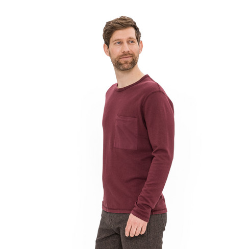 Langarmshirt aus Hanf und Bio-Baumwolle, rubin