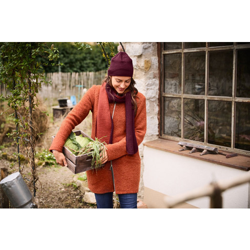 Walkjacke aus Bio-Schurwolle mit Bio-Baumwolle, erdbeere