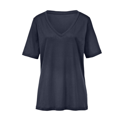 T-Shirt aus Lyocell und Bio-Baumwolle, nachtblau