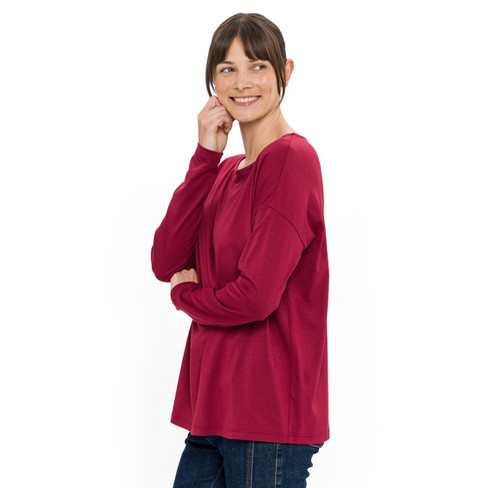 Langarmshirt aus Lyocell (TENCEL<span style=" vertical-align:super;">TM</span>) und Bio-Baumwolle, rubin