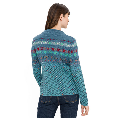 Jacquard-Pullover aus Bio-Merinowolle und Bio-Baumwolle, atlantik gemustert