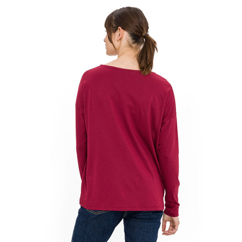 Langarmshirt aus Lyocell (TENCEL<span style=" vertical-align:super;">TM</span>) und Bio-Baumwolle, rubin