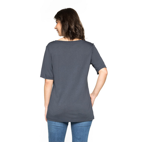 T-Shirt aus Lyocell und Bio-Baumwolle, nachtblau