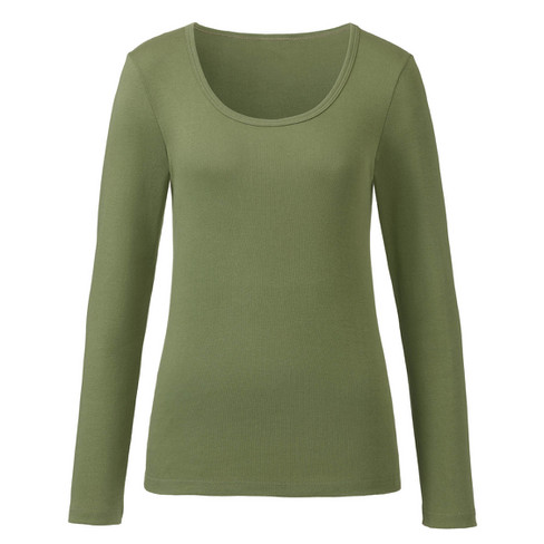 Langarmshirt aus reiner Bio-Baumwolle, olive